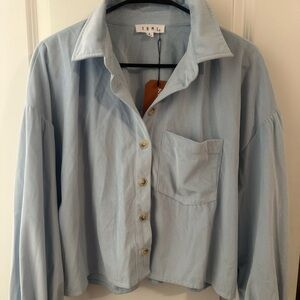 Women’s light blue corduroy cropped jacket - NEW WITH TAGS